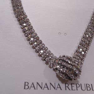 Banana Republic Glitter Knotted CZ Tennis Choker Collar Necklace NWT 48
